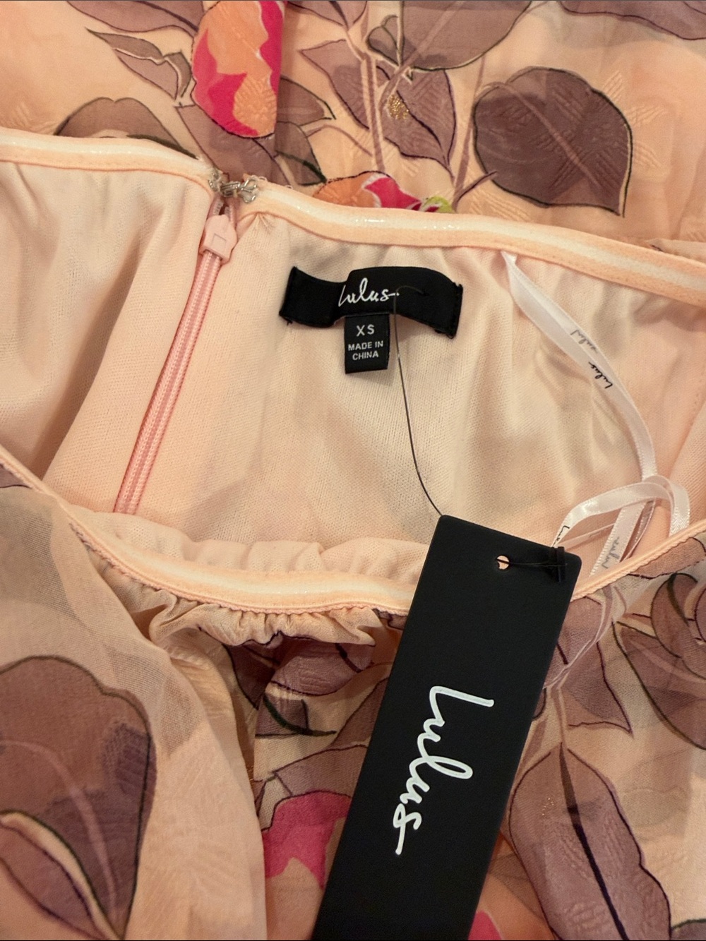 Lulu's Peach Floral Off-Shoulder Ruffle Dress - Picture 5 of 5